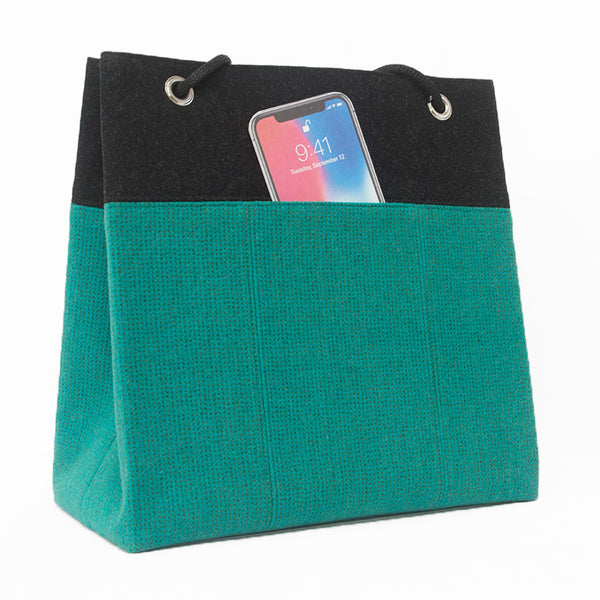 Medium Square Tote in Aqua Blue
