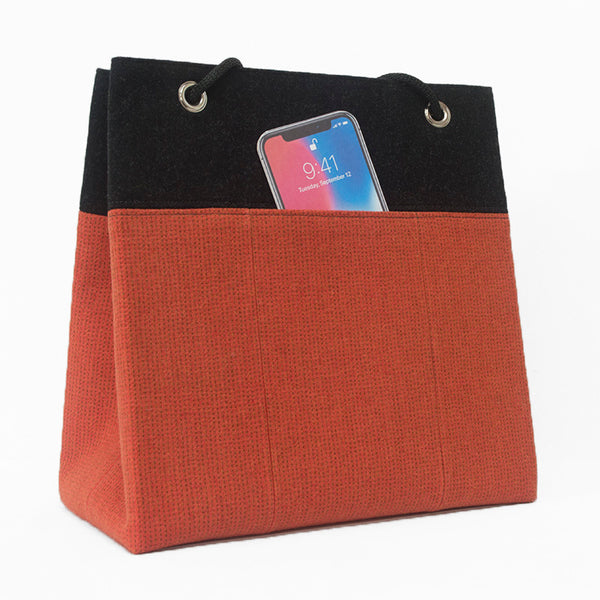 Medium Square Tote in Burnt Orange